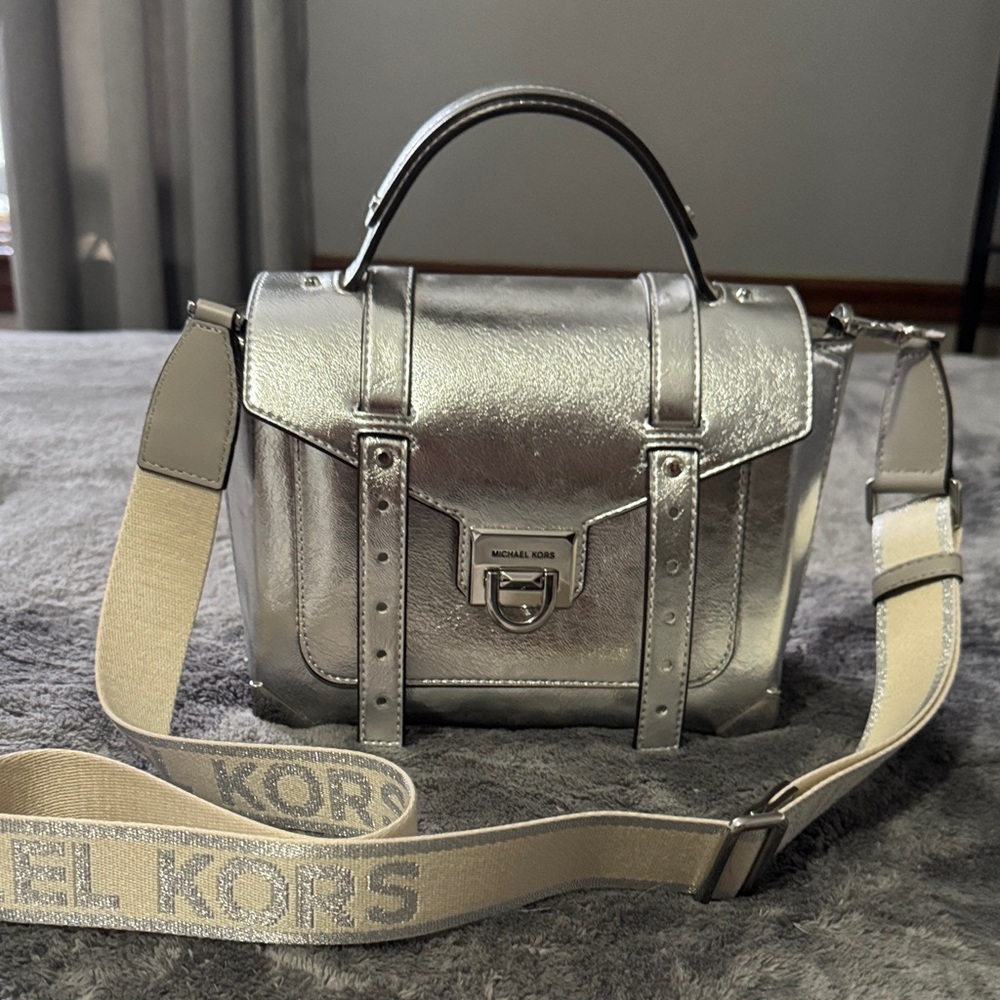Michael Kors Metallic Silver Crossbody Bag